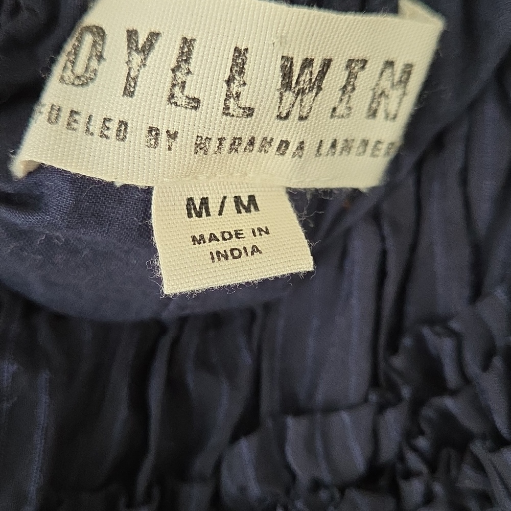 Idyllwind Romantic Ruffle Tiered Midi Dress Navy Blue‎ Lace Up Size M - Picture 6 of 10